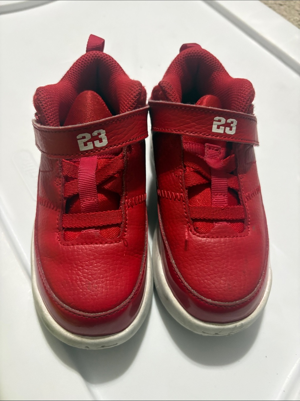 Jordan Kids Red Hook-and-Loop Sneakers with '23'